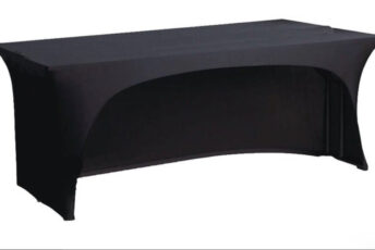 Budget Outdoor Party Hire 3 sided Black Lycra Table cover