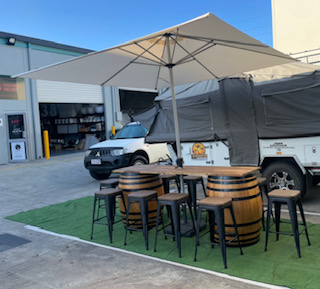 Budget Outdoor Party Hire Umbrella & Barrel Top2