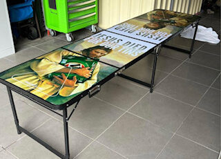 Budget Outdoor Party Hire Jesus Died For Our Tins Beer Pong Table